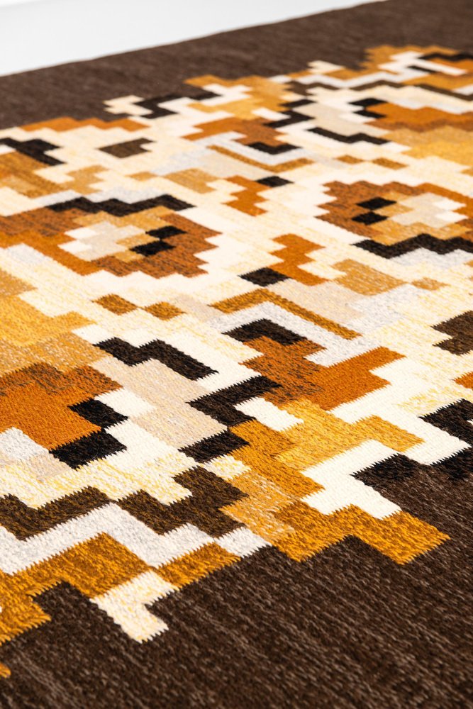 Korall Brun Rug by Erik Lundberg for Vävaregården, Sweden