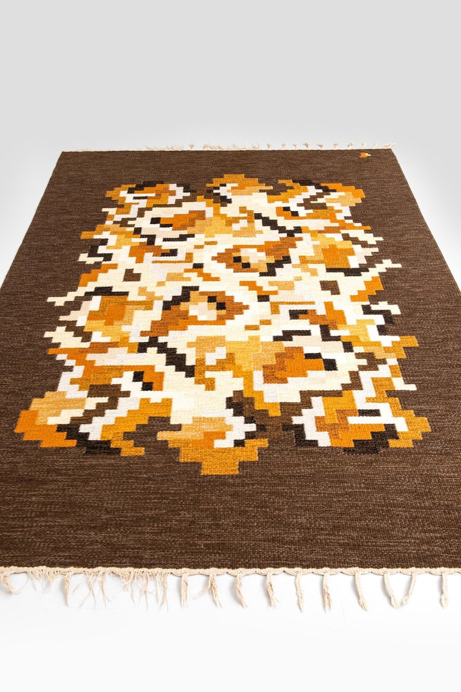 Korall Brun Rug by Erik Lundberg for Vävaregården, Sweden