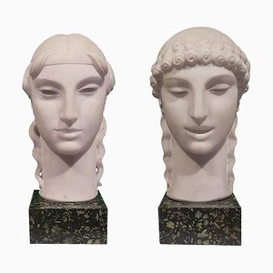 Kore's Head Couple by Nicola D'Antino, 1920s, Set of 2-ZCI-751804