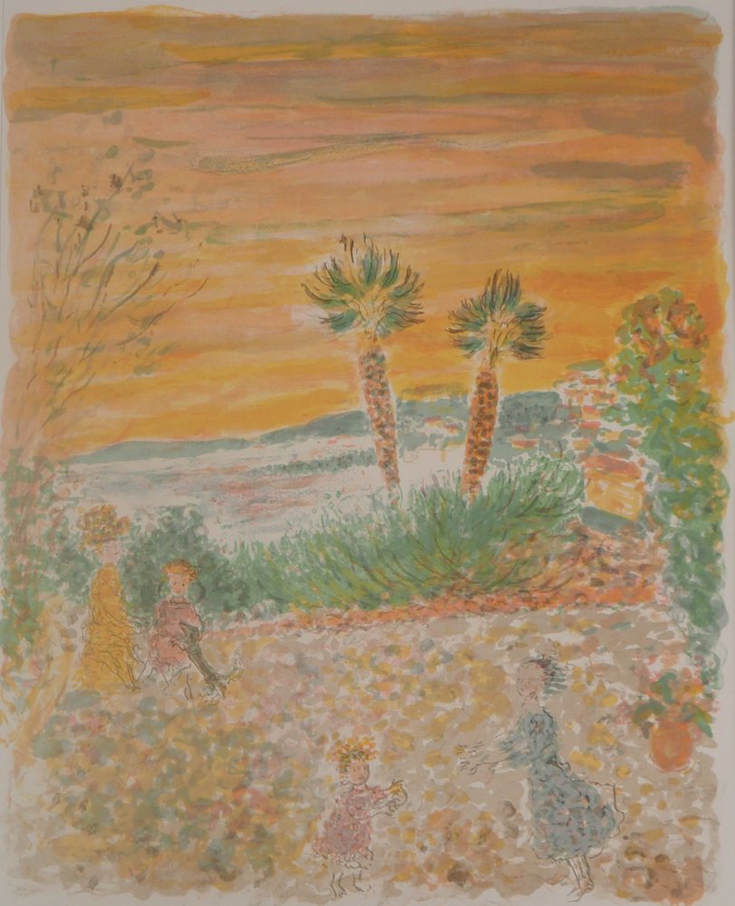 Kostia Terechkovitch, Children in the Garden on the Heights of Nice, Original Lithograph