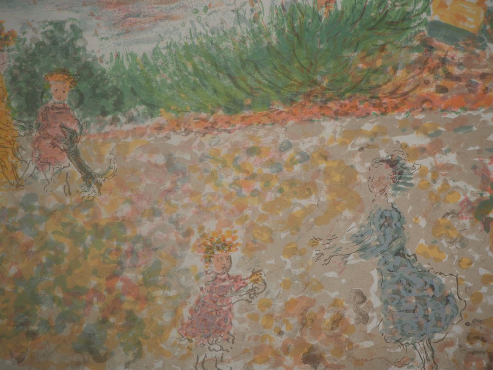 Kostia Terechkovitch, Children in the Garden on the Heights of Nice, Original Lithograph