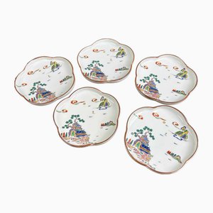 Kozara Porcelain Plates attributed to Shobido Honten & Arita Yaki, 1950s, Set of 5-DWL-2035419