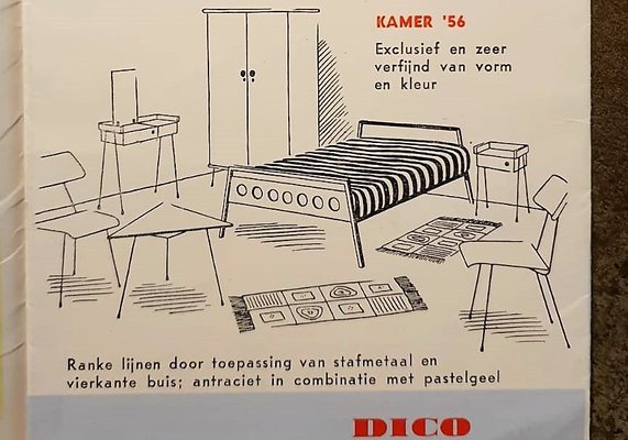 Kramer 56 Bed in Wood and Metal by Rob Parry & Emile Truijen for Dico, 1950s-NV-1357741