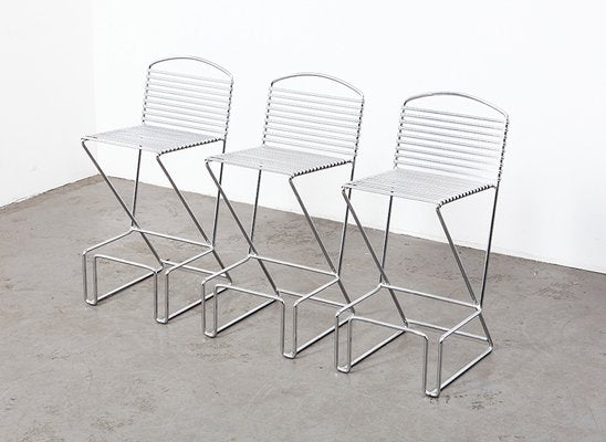 Kreuzschwinger Bar Stools by Till Behrens for Schublach Germany, 1980s, Set of 3-BPT-1706539