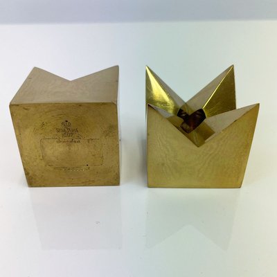 Krona Brass Candleholders by Pierre Forssell for Skultuna, 1960s, Set of 2-SFW-910797