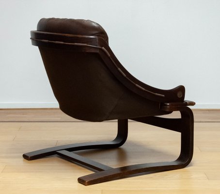 Krona Lounge Chair in Brown Leather by Ake Fribytter for Nelo, Sweden, 1970s-JE-1745947