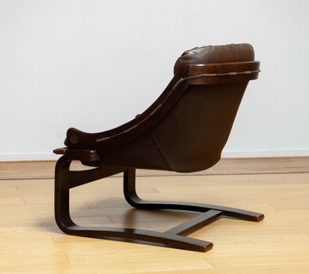 Krona Lounge Chair in Brown Leather by Ake Fribytter for Nelo, Sweden, 1970s-JE-1745947