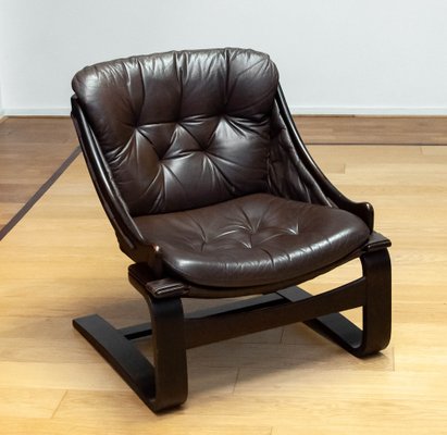 Krona Lounge Chair in Brown Leather by Ake Fribytter for Nelo, Sweden, 1970s-JE-1745947