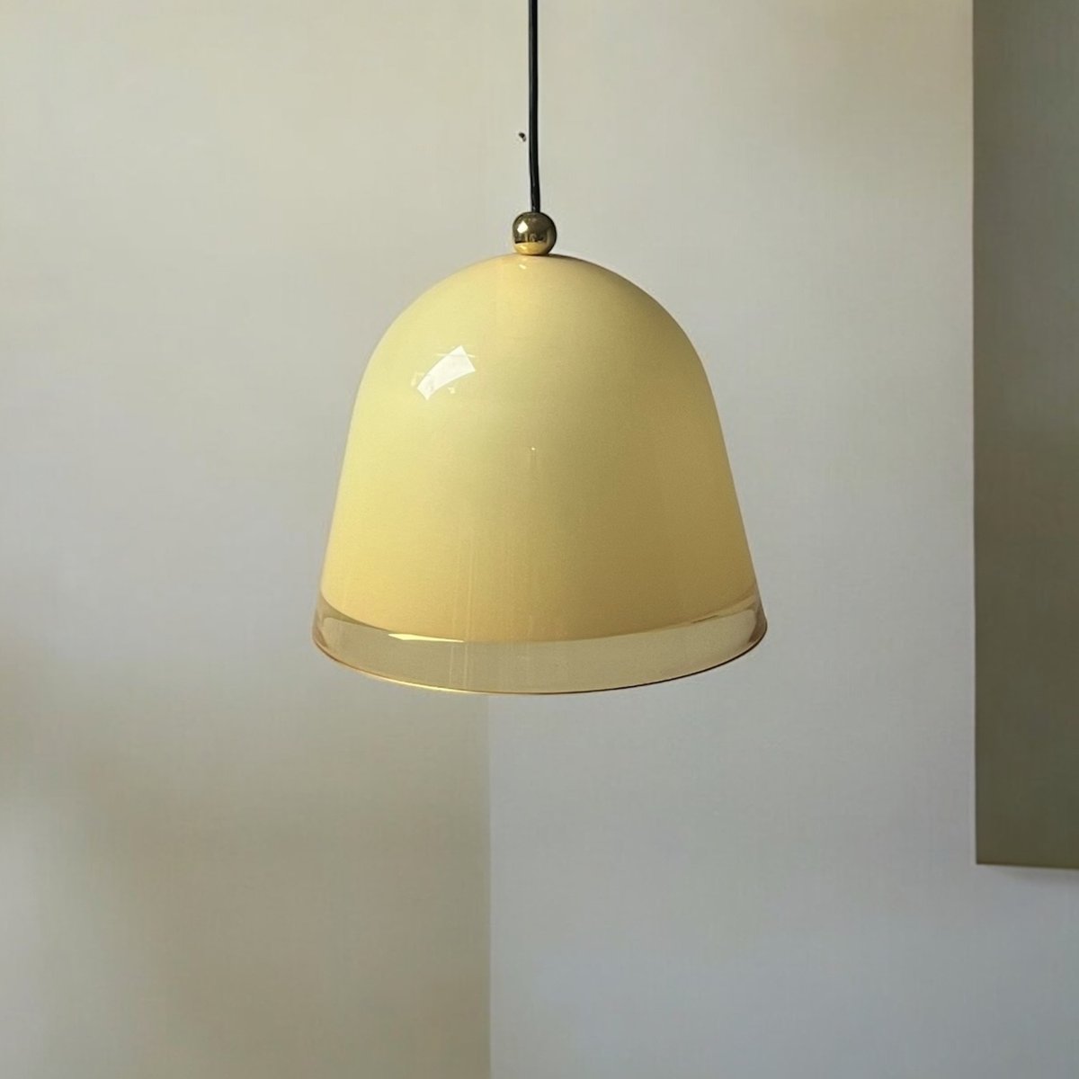 Kuala Hanging Lamp in Ochre Acrylic Shade with Gold Accents by Franco Bresciani Design for Iguzzini, 1970s