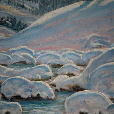 Kusche Alfred, Winter in Tyrol, 1920s, Oil on Cardboard, Framed-BGS-1077928