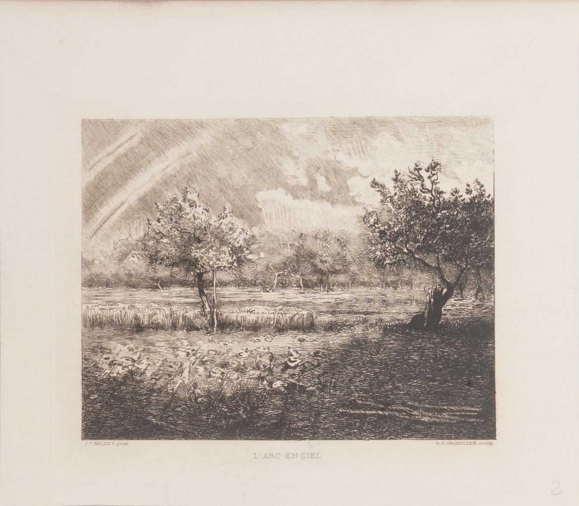 L'Arc en Ciel Etching by R.P. Grouiller after J.F. Millet, 19th Century