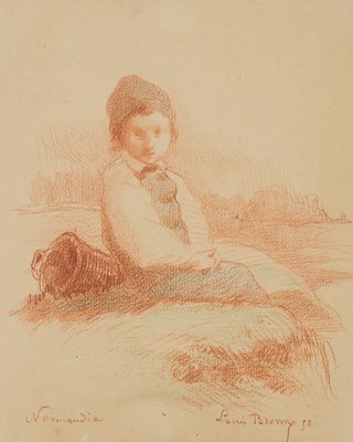 L. Browne, Boy Sitting on the Beach, Normandy, 1853, Chalk on Paper-OJR-1273325