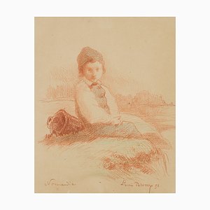 L. Browne, Boy Sitting on the Beach, Normandy, 1853, Chalk on Paper-OJR-1273325