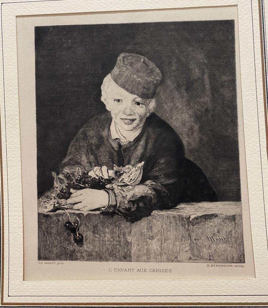 L'Enfant aux Cerises Etching by H. Beren Greed after E. Manet, 1900