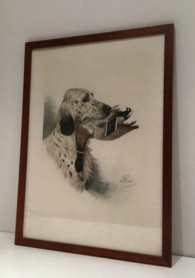 L. Riad, English Setter and Duck, 1920s, Colored Lithograph-BA-658386