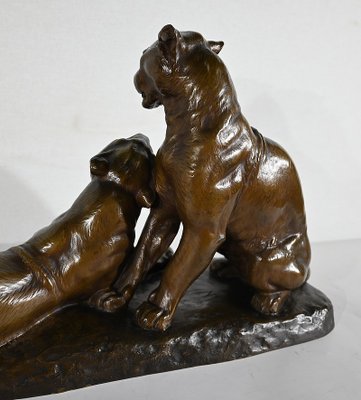 L. Riché, Lionesses, Early 20th Century, Bronze-RVK-1417798