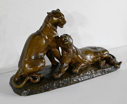 L. Riché, Lionesses, Early 20th Century, Bronze-RVK-1417798