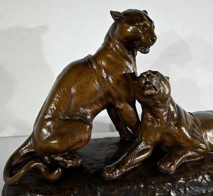 L. Riché, Lionesses, Early 20th Century, Bronze-RVK-1417798