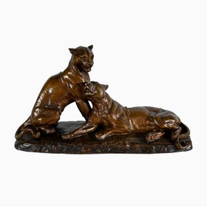 L. Riché, Lionesses, Early 20th Century, Bronze-RVK-1417798