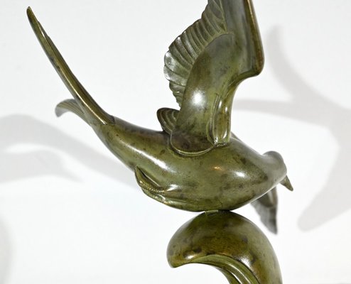 L.Rochard, Seagull on a Wave, 20th Century, Bronze-RVK-1792489