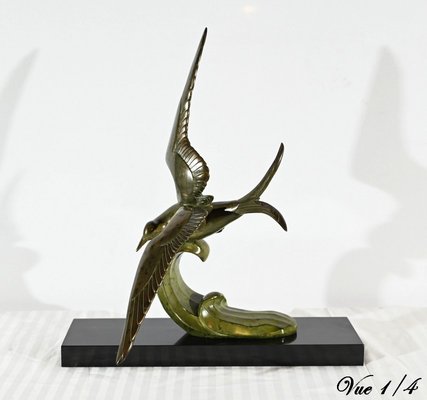 L.Rochard, Seagull on a Wave, 20th Century, Bronze-RVK-1792489