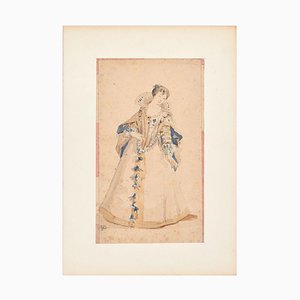 La Belle Dame - Pencil and Watercolor by Unknown French Artist 19th Century 19th Century-ZCI-755567