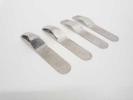 La Bomba Flatware in Stainless Steel by Helen von Boch and Federigo Fabbrini, Germany, 1970s, Set of 4-ZO-1791468