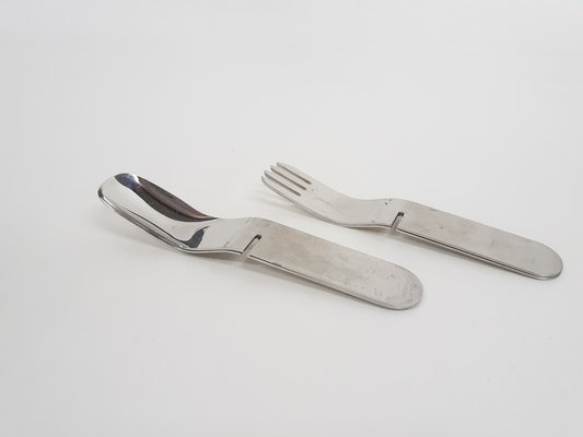 La Bomba Flatware in Stainless Steel by Helen von Boch and Federigo Fabbrini, Germany, 1970s, Set of 4-ZO-1791468