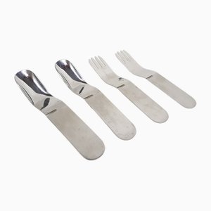 La Bomba Flatware in Stainless Steel by Helen von Boch and Federigo Fabbrini, Germany, 1970s, Set of 4-ZO-1791468