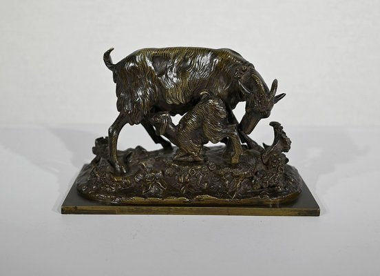 La Chèvre et son Chevreau, 19th-Century, Bronze-RVK-1338956