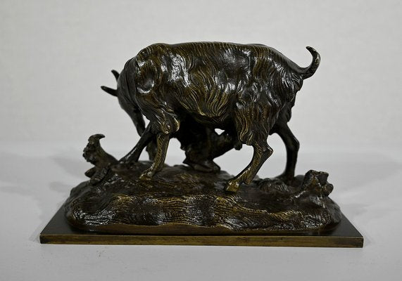 La Chèvre et son Chevreau, 19th-Century, Bronze-RVK-1338956