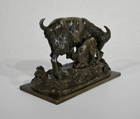 La Chèvre et son Chevreau, 19th-Century, Bronze-RVK-1338956