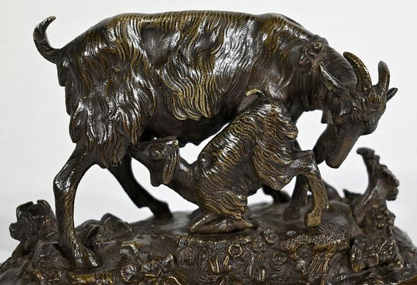 La Chèvre et son Chevreau, 19th-Century, Bronze-RVK-1338956