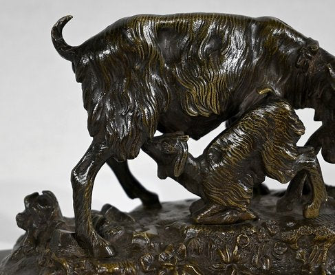 La Chèvre et son Chevreau, 19th-Century, Bronze-RVK-1338956