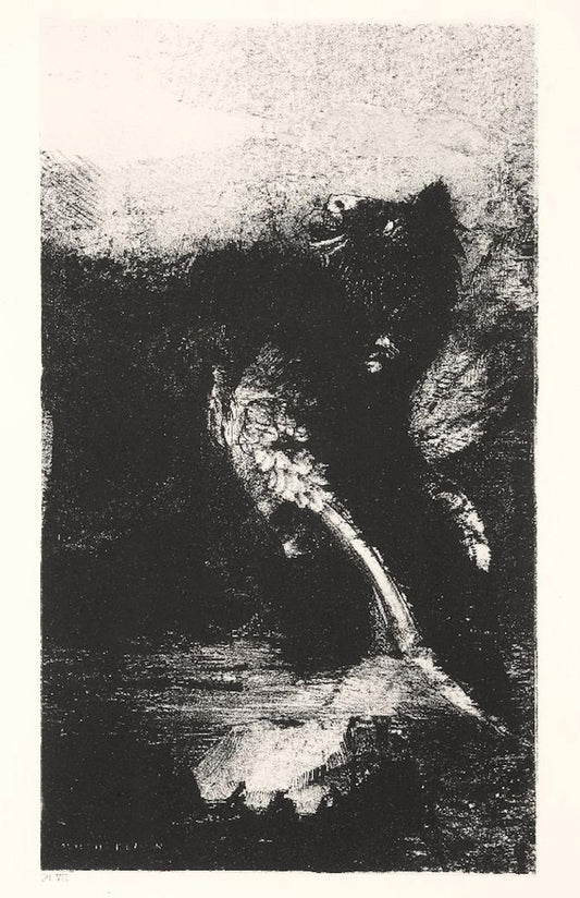 La Chimère aux Yeux Verts - Original Lithograph by O. Redon - 1888 1888