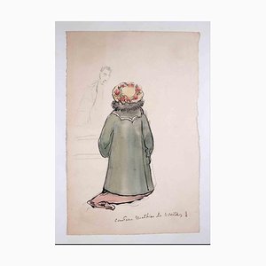 La Contesse De Noailles, Original Drawing, Early 20th-Century-ZCI-1192733