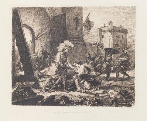 La Delivrance De La Princesse Olga - Etching by M.Roux after E. Delacroix - 1911 1911-ZCI-770122