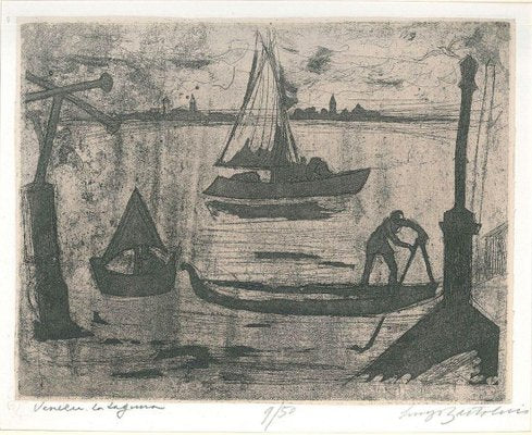 La Laguna di Venezia - Original Etching and Aquatint by Luigi Bartolini - 1951 1951