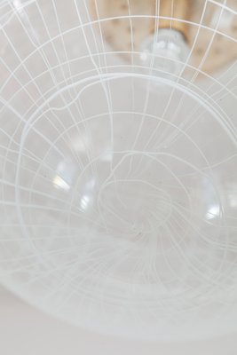 La Murrina Clear Bowl Glass with Spaghetti Swirl Pendant Lamp, Italy, 1970s-KL-936555