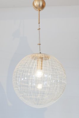 La Murrina Clear Bowl Glass with Spaghetti Swirl Pendant Lamp, Italy, 1970s-KL-936555