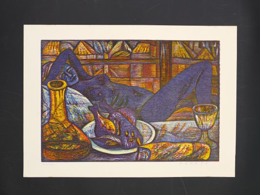 La Poule - Original Woodcut by Esteban Fekete - 1970s 1970s-ZCI-773927