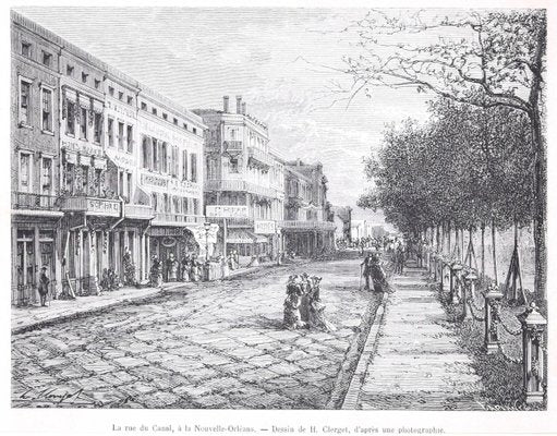 La Rue du Canal - View of New Orleans - Woodcut Print After Hubert Clerge - 1880 1880-ZCI-758743