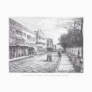 La Rue du Canal - View of New Orleans - Woodcut Print After Hubert Clerge - 1880 1880-ZCI-758743