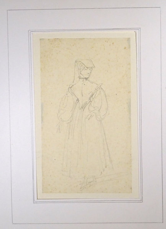 La Sorrentine - Original Pencil Drawing by Horace Vernet - Mid 1800 Mid 1800