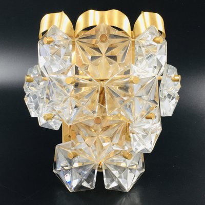 Labelled Faceted Crystal and Gilt Sconce / Wall Lamp from Kinkeldey, Germany, 1970s-BMM-971277