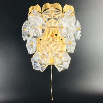 Labelled Faceted Crystal and Gilt Sconce / Wall Lamp from Kinkeldey, Germany, 1970s-BMM-971277