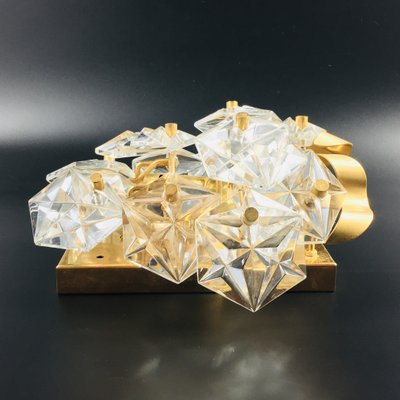 Labelled Faceted Crystal and Gilt Sconce / Wall Lamp from Kinkeldey, Germany, 1970s-BMM-971277