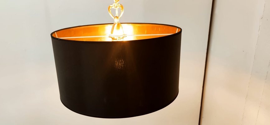 Lackfolie with Gold Interior Silk Cord Suspension Light-QLH-1175091