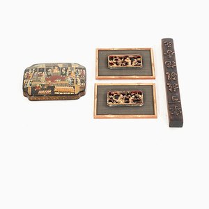 Lacquer and Carved Chineses Wall Decorations, 19th Century-SA-1806474