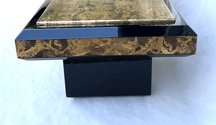 Lacquer & Gold Leaf Side Tables from Maison Roméo, 1970s, Set of 2-AWH-1347689